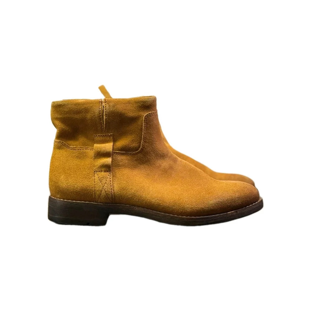 Franco Sarto Classic Women SUEDE LEATHER Boots Ankle Booties Whiskey Brown 8.5 M
